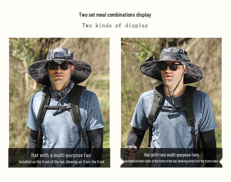 Solar-Powered Detachable Fan Hat: Quick-Dry Fisherman Style for Men's Outdoor Summer Use