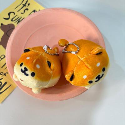 Bread Dog Plush Toy Keychain Cartoon Soft Stuffed Doll Pendant Car Key Ring Backpack Bag Decor Kid Gift