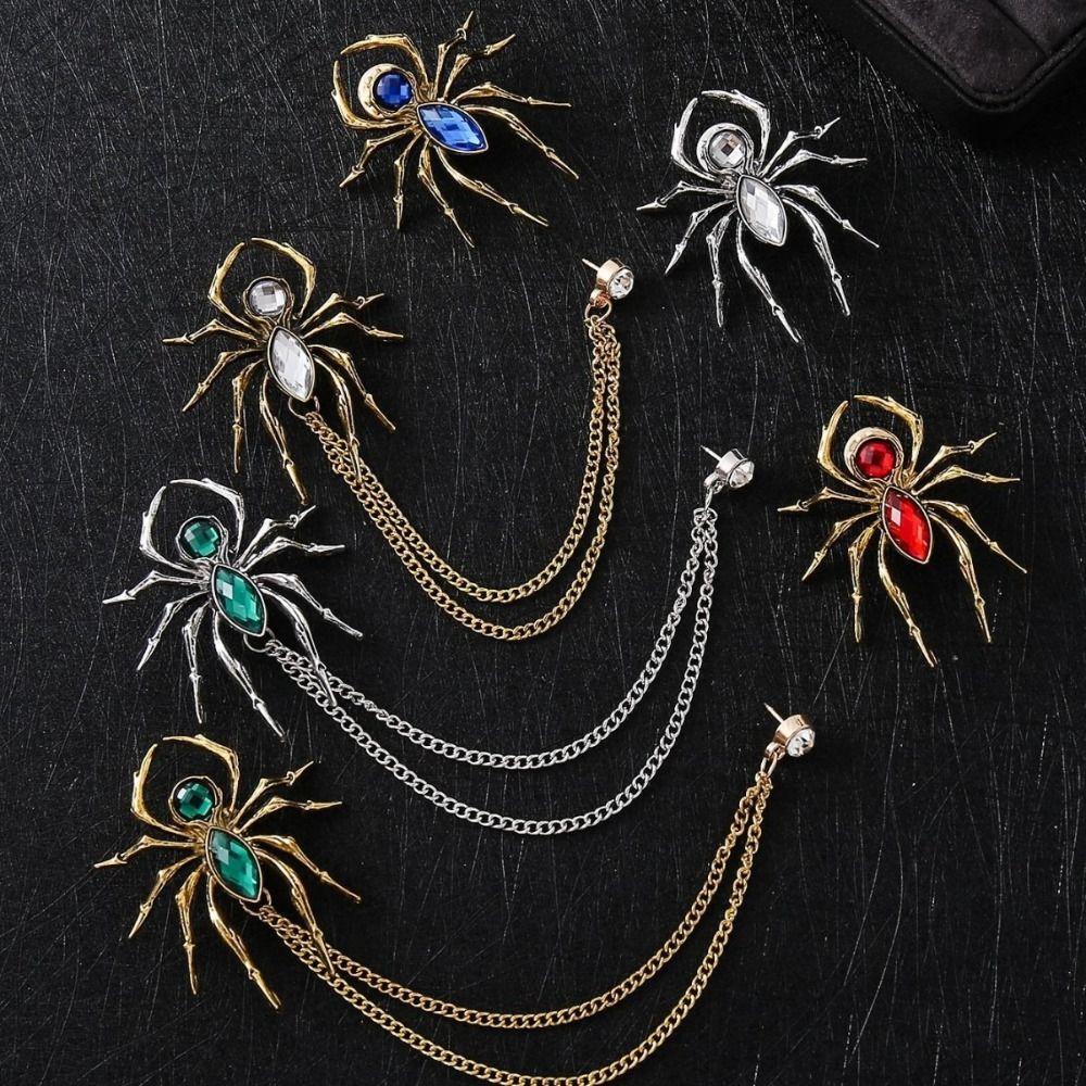 Fashion Versatile Spider Brooch Exaggerated Design Zircon Brooches  Shirt Collar