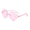 Four-leaf clover frameless candy-colored sunglasses, quirky street style fashion show decorative sunglasses