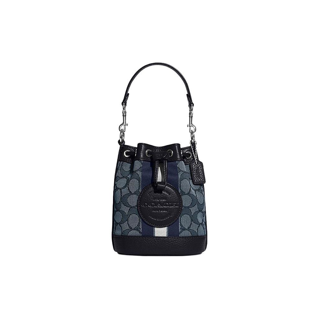 Coach C8322-SVVGD Mini Dempsey Bucket Bag Navy Signature Jacquard Basic Set (Bag+Dust Bag)