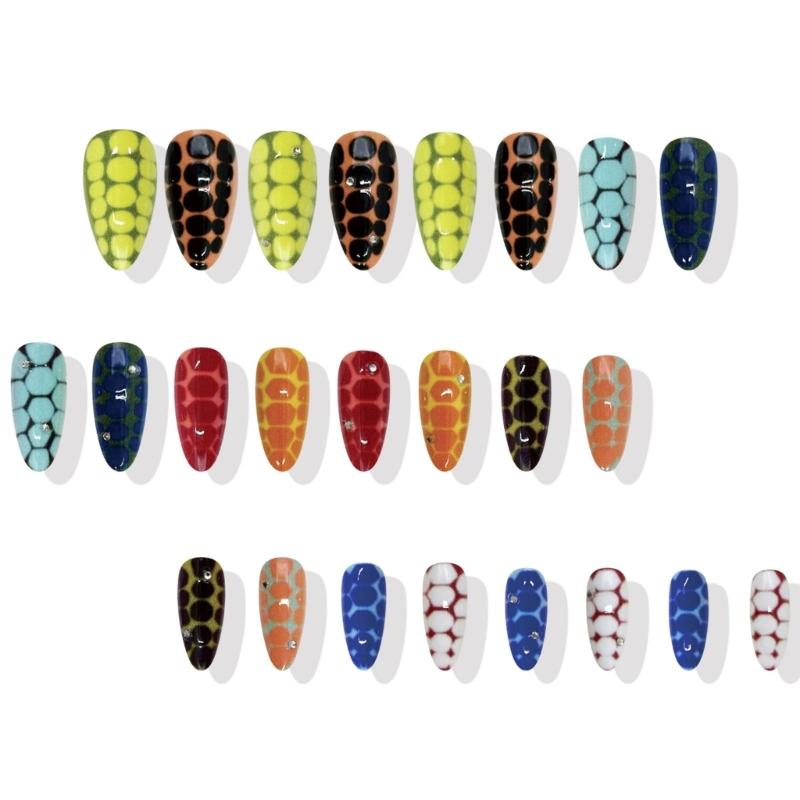 Almond Press On Nail Glossy Fake Nail Stick On Nail In 12 Sizes,24 Pcs French Nail Tips for DIY Nail Art Decorations