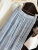 2026 Spring/Summer High-Waisted Slimming A-Line Pleated Skirt for Women - Gentle Sweet Cake Style, Hip-Covering and Long Length.