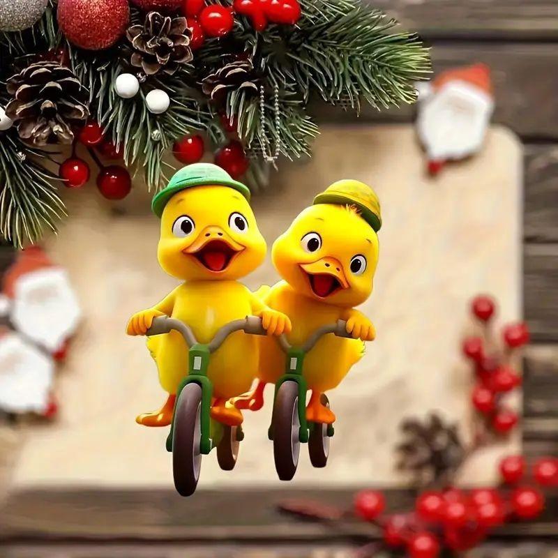 Yellow Duck Whimsical Acrylic Car Hanging Pendant For Cheerful Decoration Interior