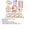 Strawberry Party Tableware Set Disposable Plates Cups Napkins Cutlery Tablecloth Set Strawberry Theme Party Supplies for Birthday Baby Shower Wedding