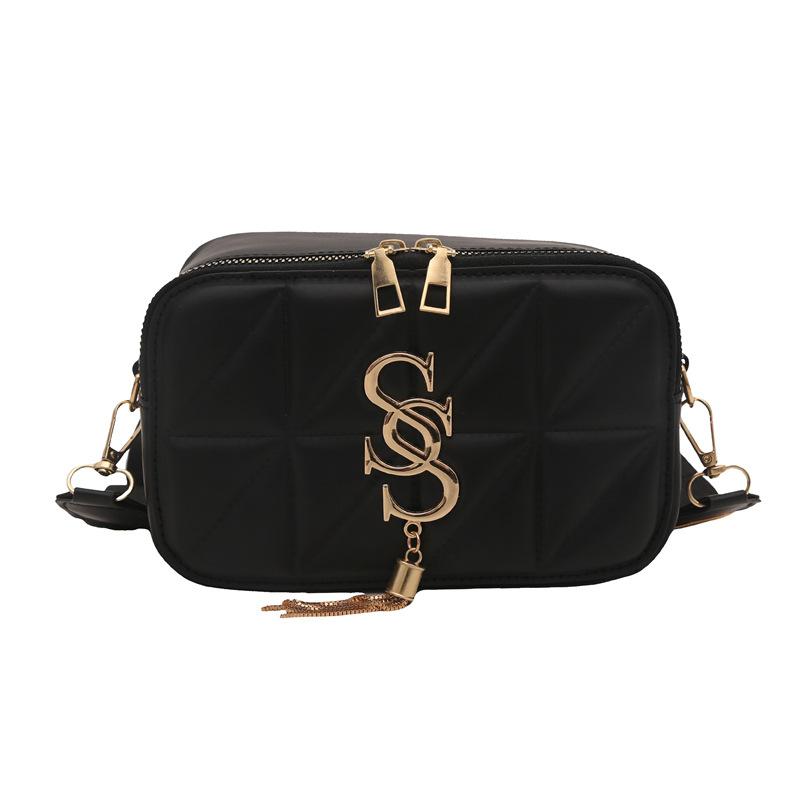 

Модная маленькая квадратная сумка, универсальная сумка на плечо, иностранный стиль, текстура, женская сумка из искусственной кожи, иностранная газовая сумка с фурнитурой, сумка-мессенджер чёрный