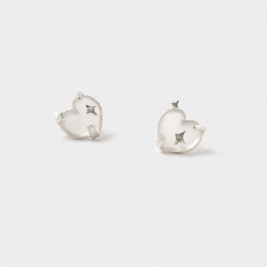 POSTLUDE [SILVER] CLEAR HEART SPARKLING Earrings