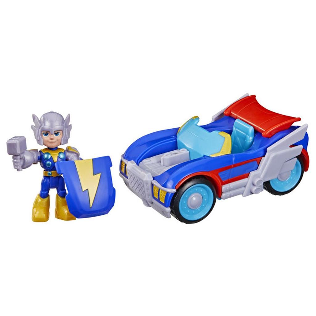 Figurine Thor de 7,5 cm et véhicule Foudremobile, Jouets de Super-héros, des 3 ans, Iron Man et Ses Amis Extraordinaires Marvel