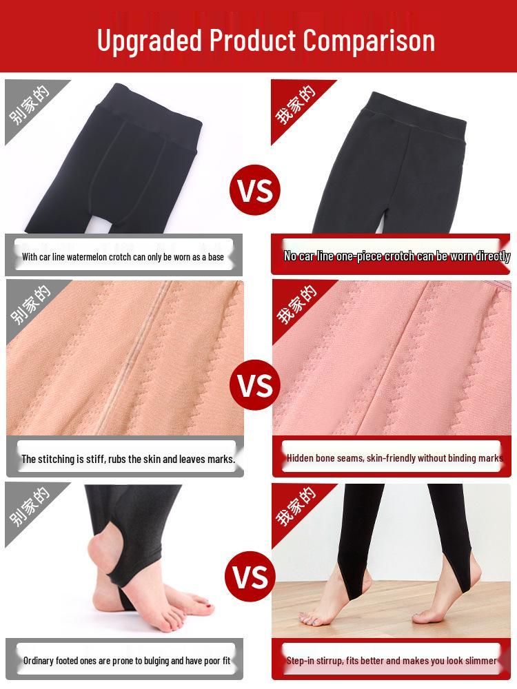 Plus Size Women's High Waist Fleece-Lined Silk Cotton Stirrup Leggings for Winter