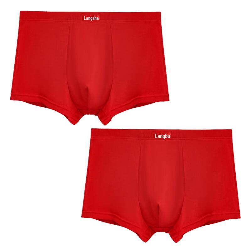 LangSha Men s Lucky Red Cotton Boxer Briefs L