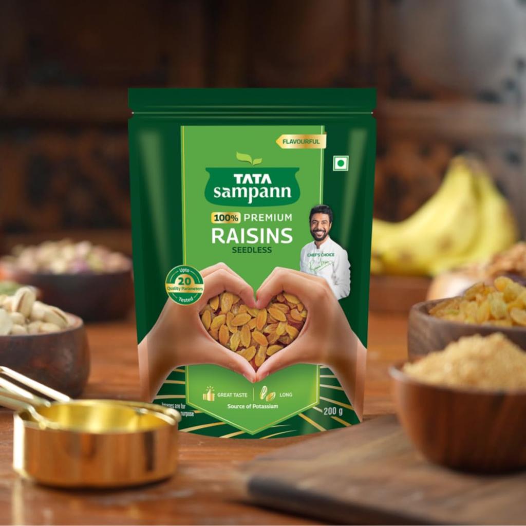 TATA Sampann Premium Seedless Green Raisins 200g Pack Of 1 Pure Dried Fruit Source Of Potassium For Healthy Snacking And Cooking