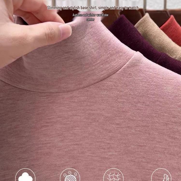 Women's Thickened Velvet High Neck Fleece-lined Base Layer, Autumn 2025 Warm Cashmere Top