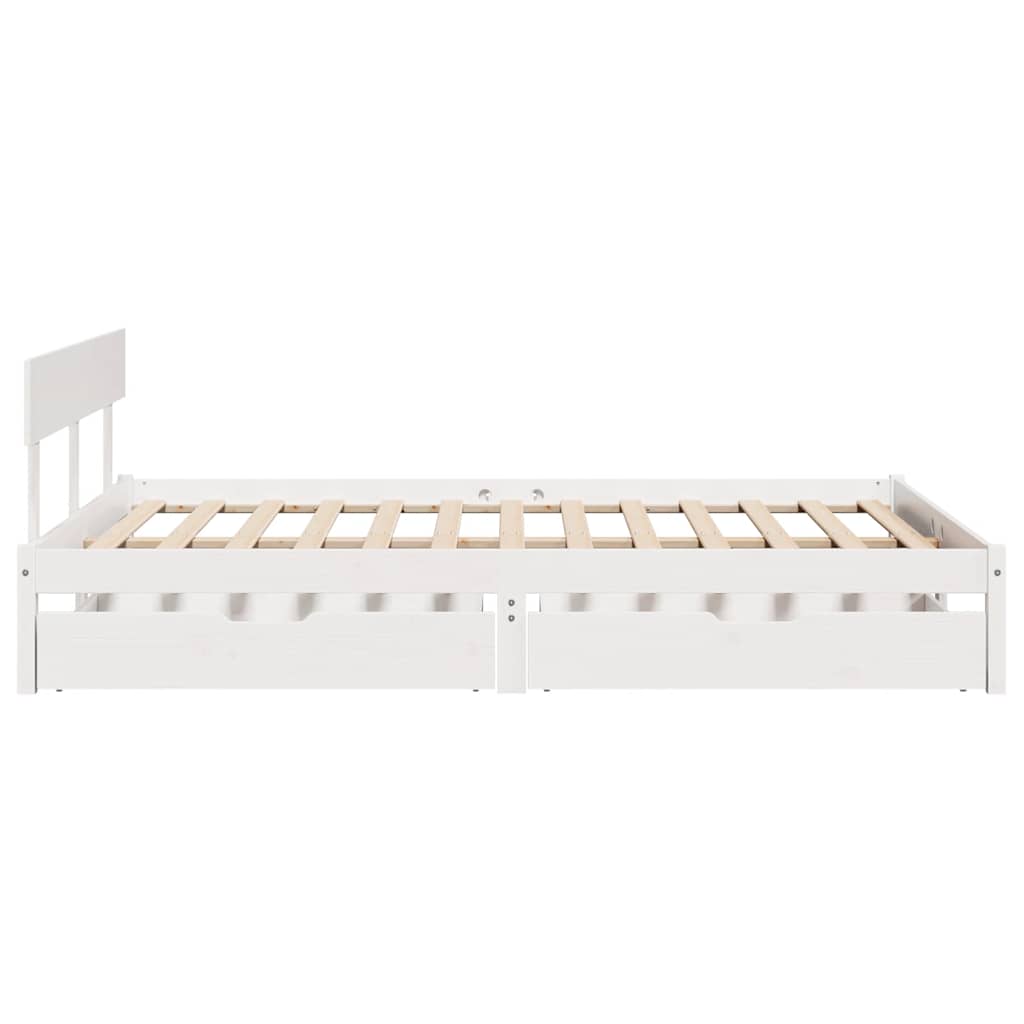 Vidaxl Bed Frame Without Mattress, White, 160X200 Cm, Solid Pine Wood