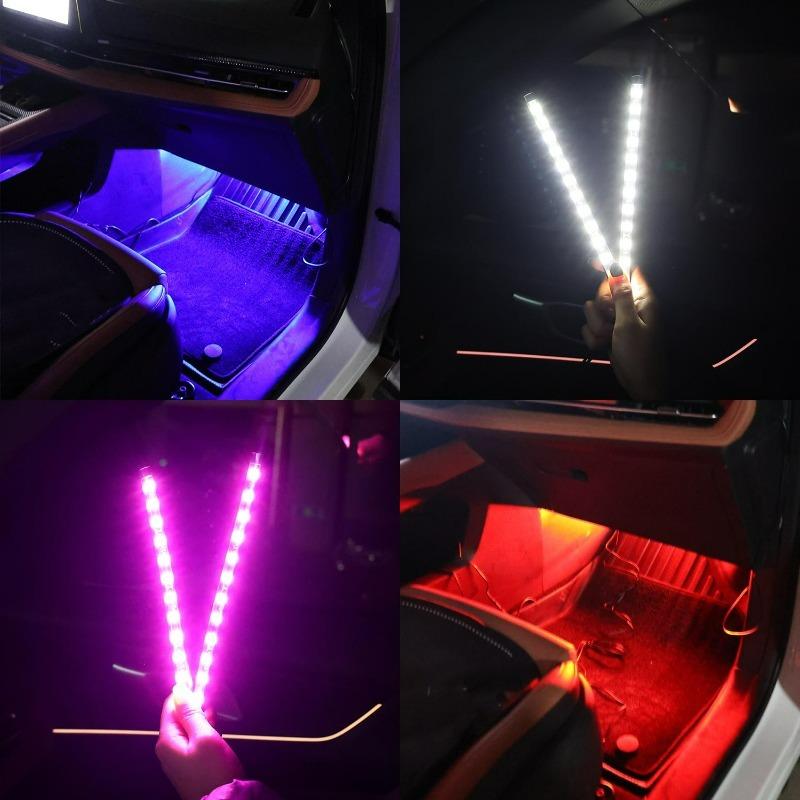 USB Auto Ambientebeleuchtung 1-zu-2 Mehrfarbige LED Innenraum Stimmungslicht Kit für Fußraum Armaturenbrett Plug Play Dekorative Beleuchtung für SUV
