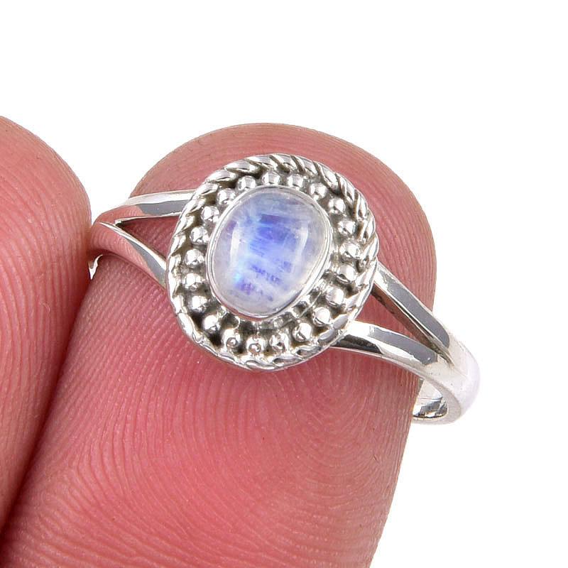 

Natural Rainbow Moonstone Gemstone Handmade 925 Sterling Silver Ring Size 7 C1s32