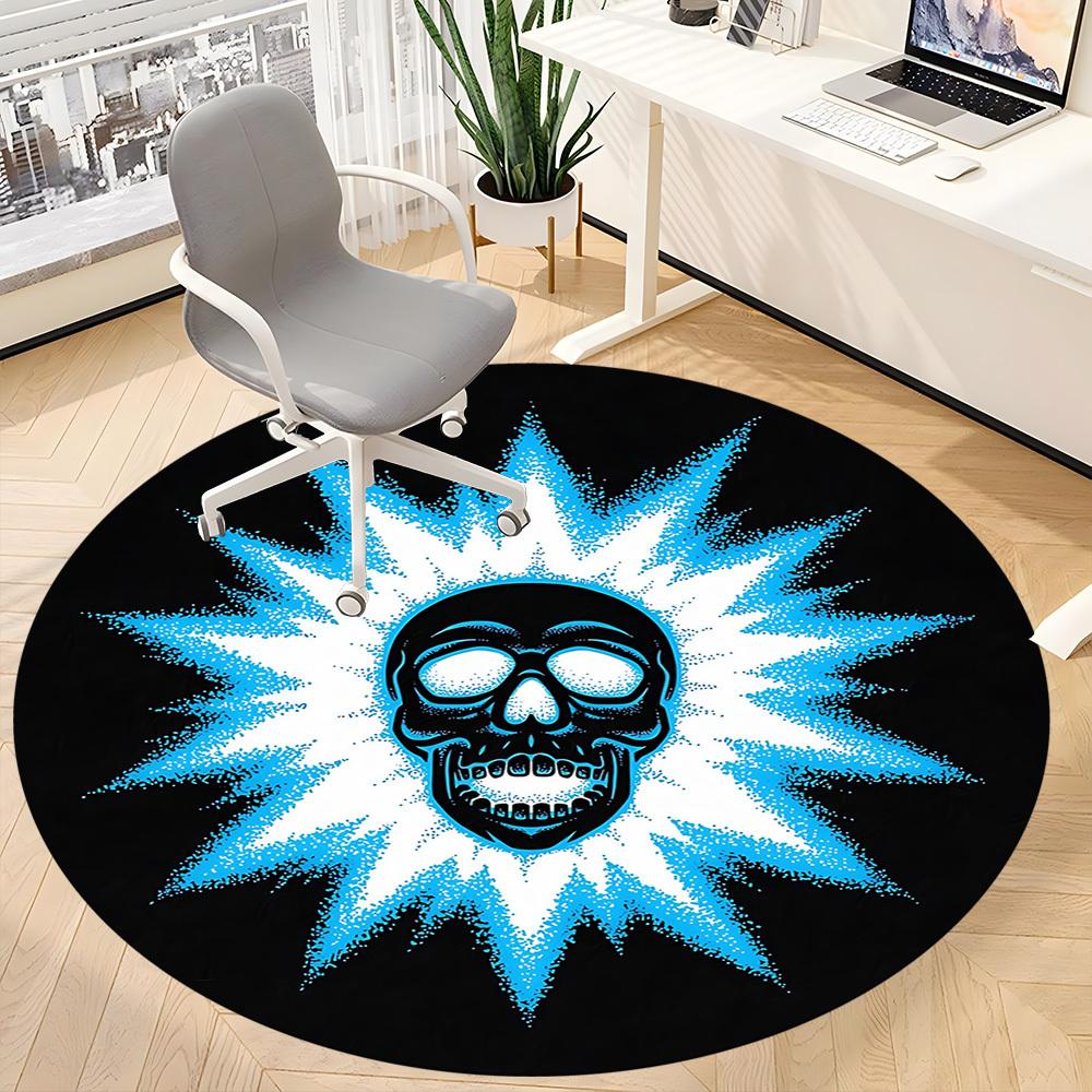 1pc Skull Sunburst Office Round Area Rug, Under Office Chairs Bedroom Living Room Home Decor, Room Deco, Available in Various Sizes 133
