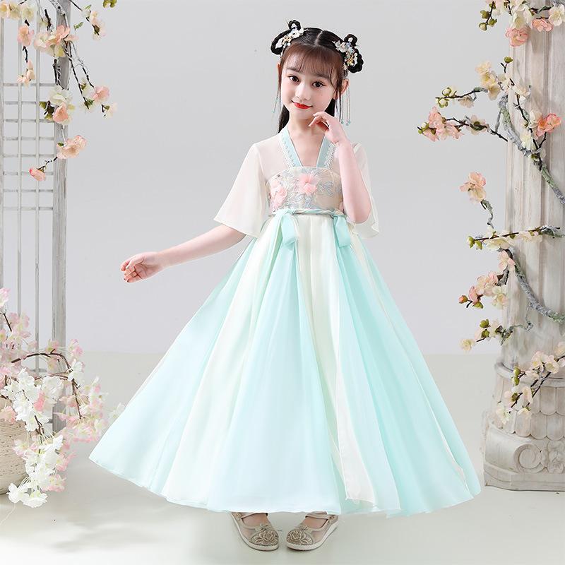

Древний костюм ханьфу для девочек, детское платье для маленьких девочек в китайском стиле, платье Тан, юбка принцессы, национальный костюм, детский XXXL