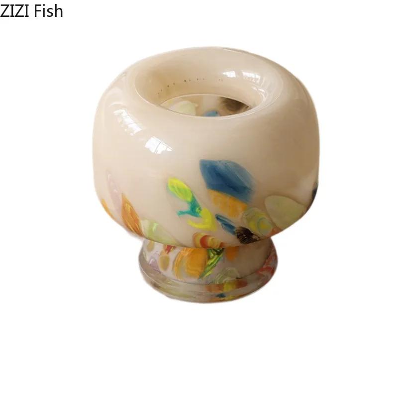 Creative Painted Glass Vase Mushroom Shaped Floral Vases Table Decoration Flowers Arrangement Plant Pots Room Aesthetic Decor