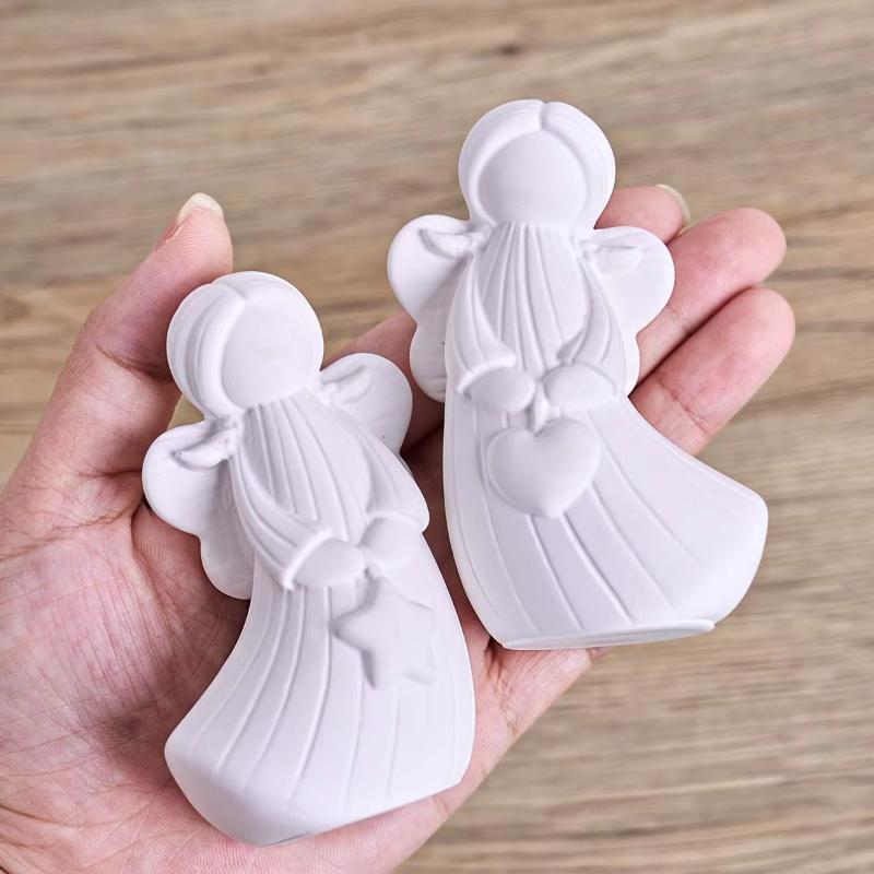 2Pcs Diy Handmade Angel Plaster Resin Moulds With Heart Star Designs 3D Angel Silicone Moulds Decorative Sculptures Craft