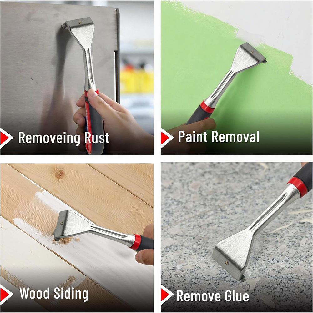 Portable Paint Scraper Tool with Aluminum Alloy Blade and Ergonomic TPR Handle for Floor Varnish and Decorative Paint Removal