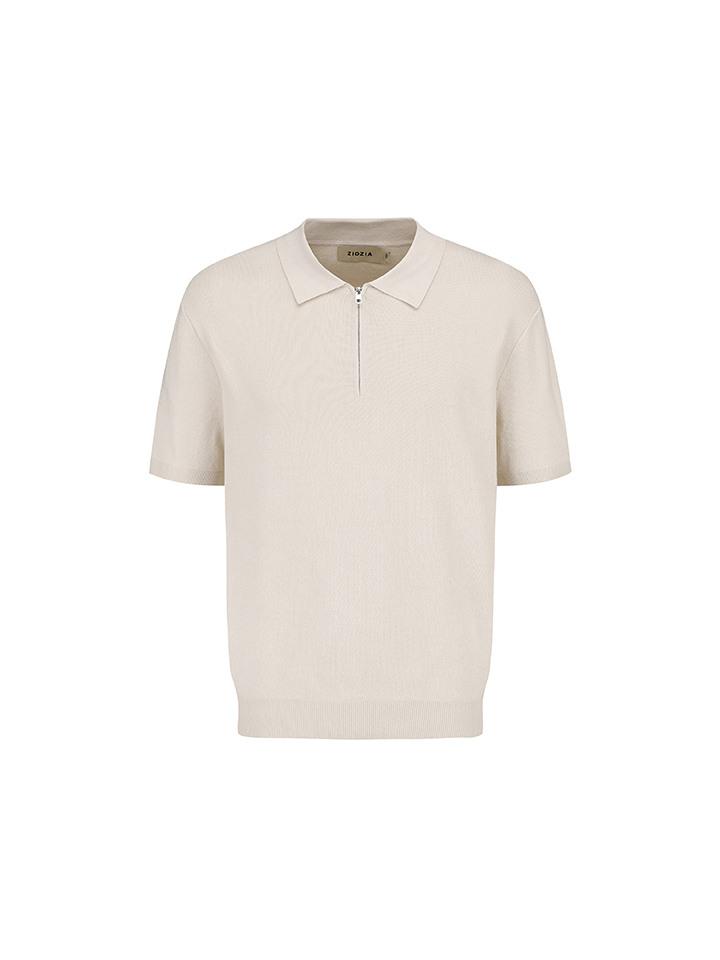 ZIOZIA Men'S) Miracle Short Sleeve Half-Zip Collared Knit_Beige