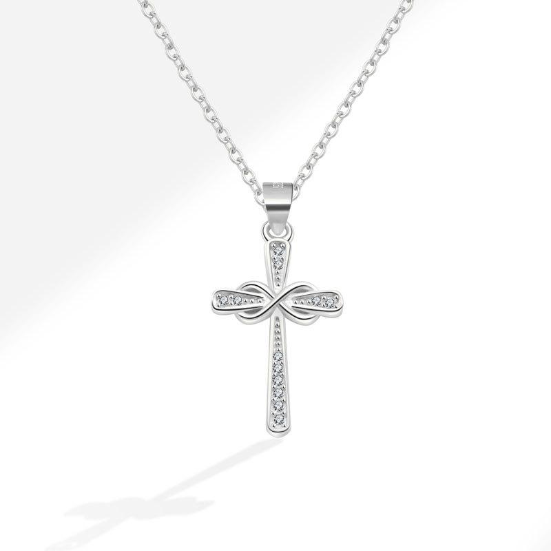 

925 Sterling Silver Simple 8 Style Vintage Cross Pendant Necklace For Women Choker Chain Wedding Engagement Party Jewelry Gift серебряный