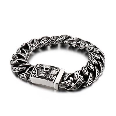 Retro Pattern Skull Bracelet ,Personalized Punk Men 'S Titanium Steel Trendy Jewelry 