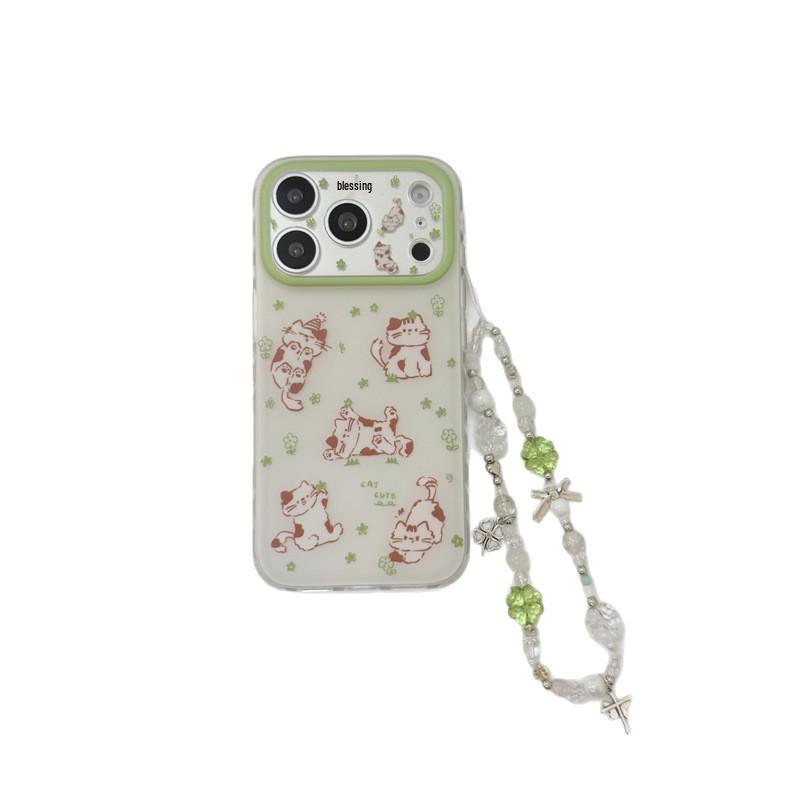 Fresh Green Floral iPhone 17/16 Pro Max/15 Pro Cat Phone Case - Premium Quality