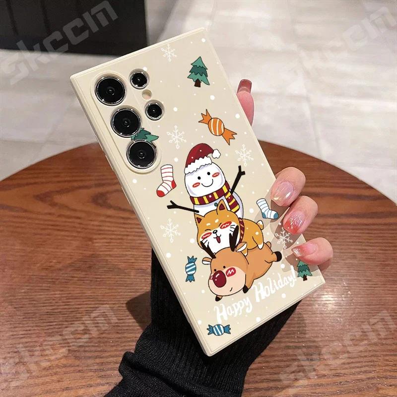 Christmas New Year Soft TPU Phone Case For Samsung Galaxy S24 Ultra S23 Plus S22 S20 FE A55 A54 A73 A72 A71 A51 A50 A35 A15Cover