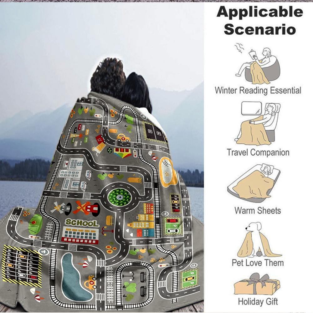 1Pc City Life Adventure Map Blanket Soft And Comfortable Casual Warm Camping Travel Christmas Halloween Xmas Gift M92853