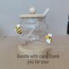 High Borosilicate Glass Honey Jar with Lid and Stirrer - Kitchen Storage Jar