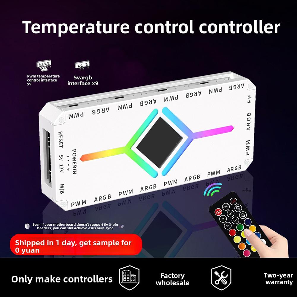 ARGB Controller 5V 3-pin Fan Intelligent Temperature Control For PWM Temperature Control Wireless Remote Control Fan