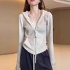 De Rong Women's Zipper Hooded Cardigan Jacket 1.1