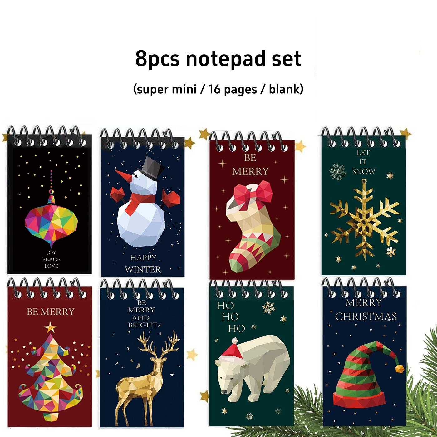 

8 шт. Супер Мини Блокнот Набор Веселый Рождественский Подарок Портативный Размер 16 Листов Чистые Страницы Записная Книжка