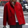 Women's Casual Loose Fit Color Long Sleeve Button Down Jacket with Lapel Collar for Daily Wear