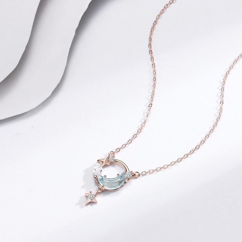 Dream Chasing Galaxy Necklace Girls Zircon High Sense Star Moon Jewelry Niche Jewelry Pendant Premium Durable Quality