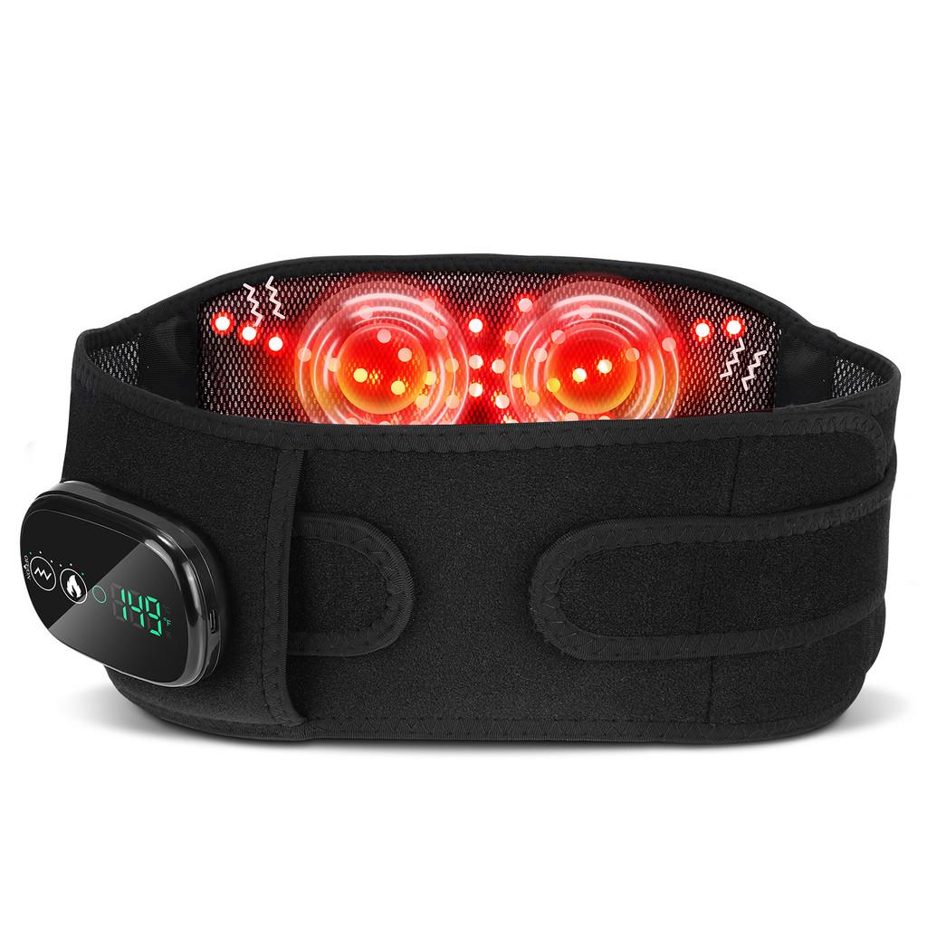 LED Red Light Heating Belt Infrared Therapy Hot Compress Massage Pad Rechargeable Lumbar Disc Protrusion Support Waist Belt