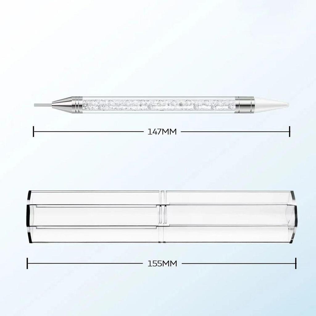 Double-ended Nail Art Rhinestone & Dotting Pen: Acrylic Wax, Adhesive, Drill Suction Pen for Nail Art.