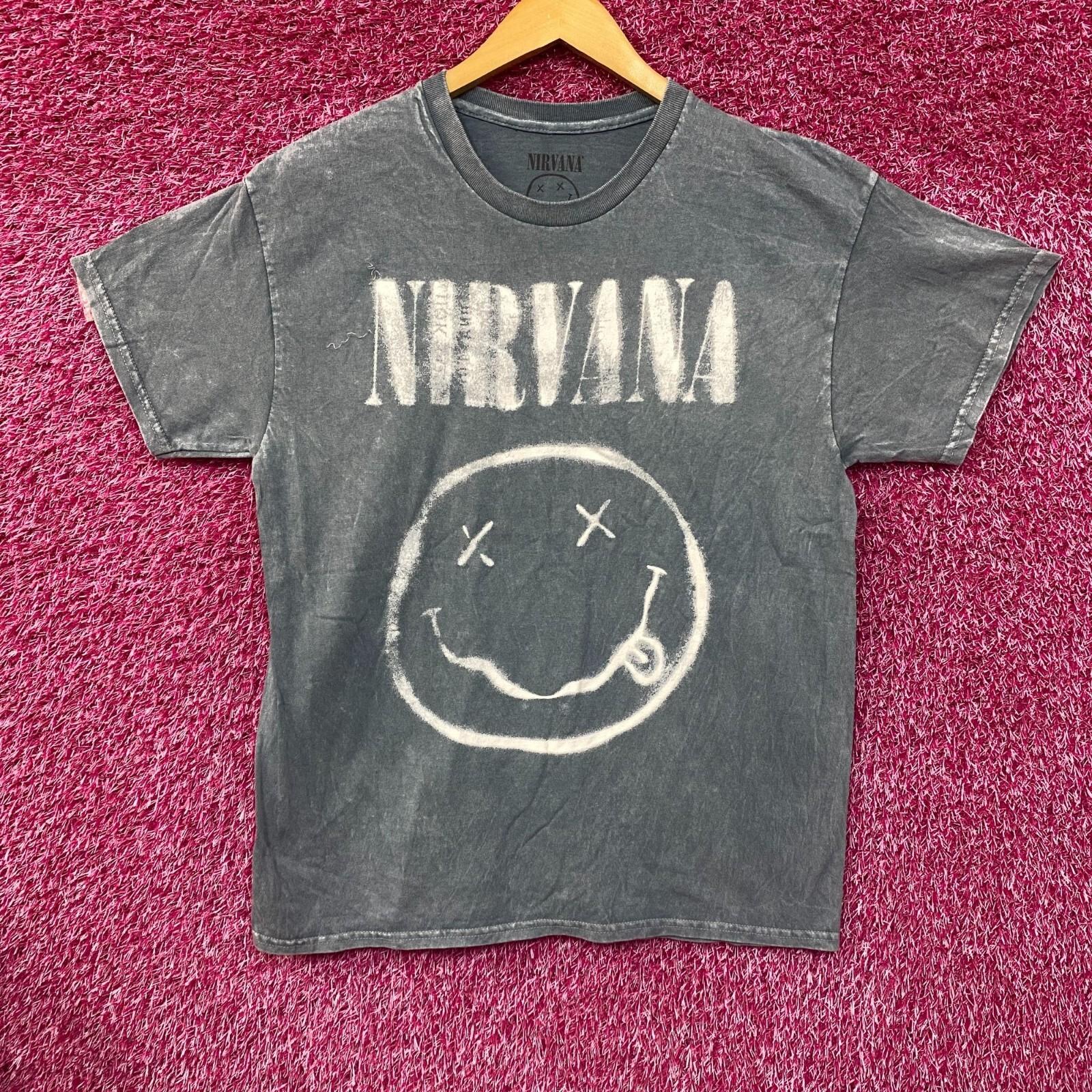 Nirvana Nevermind Tour Dead Eye Smiley Band Gray T-Shirt Large M