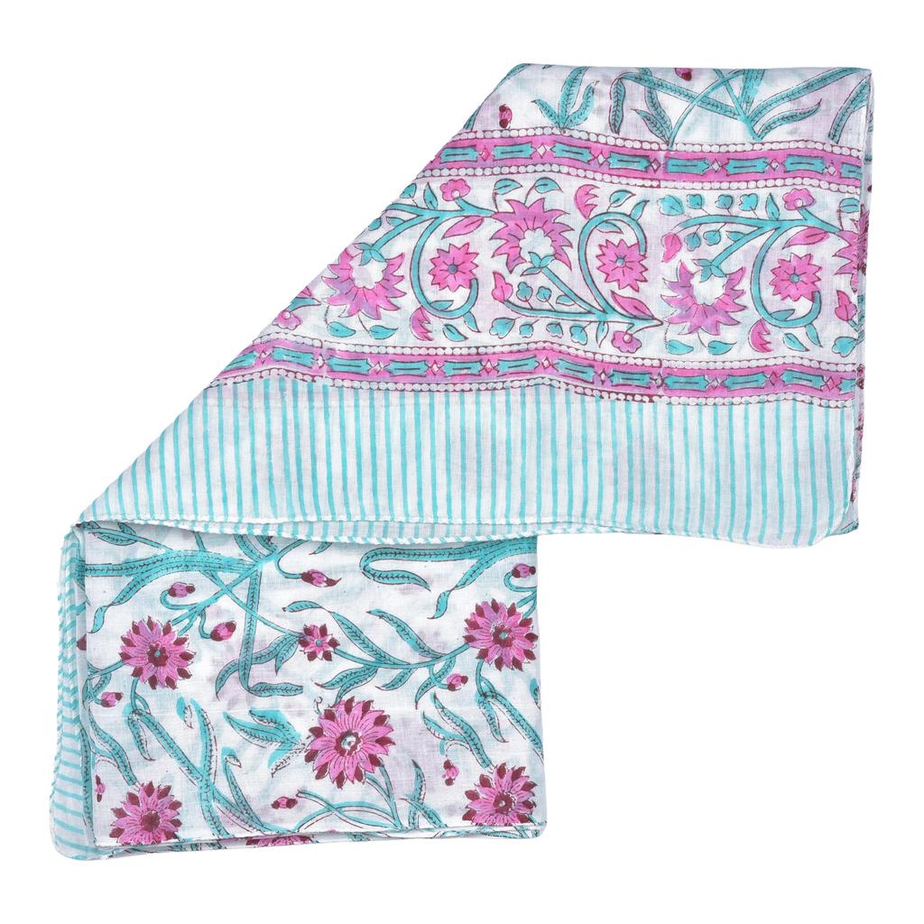 Lightweight Cotton Scarf for Women | Handblock Printed Summer Wrap | Indian Cotton Sarong | Stylish Hair Scarf or Travel Shawl
