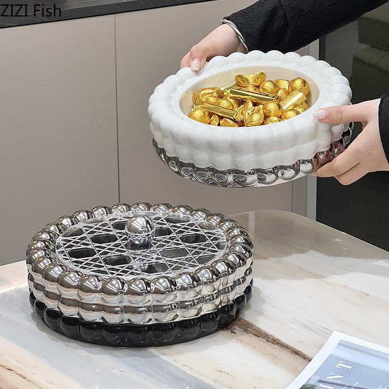 Nordic Ceramic Storage Box Creative Living Room Candy and Snack Storage Box Decoration Home Kitchen Fruit Plate Food Organizer