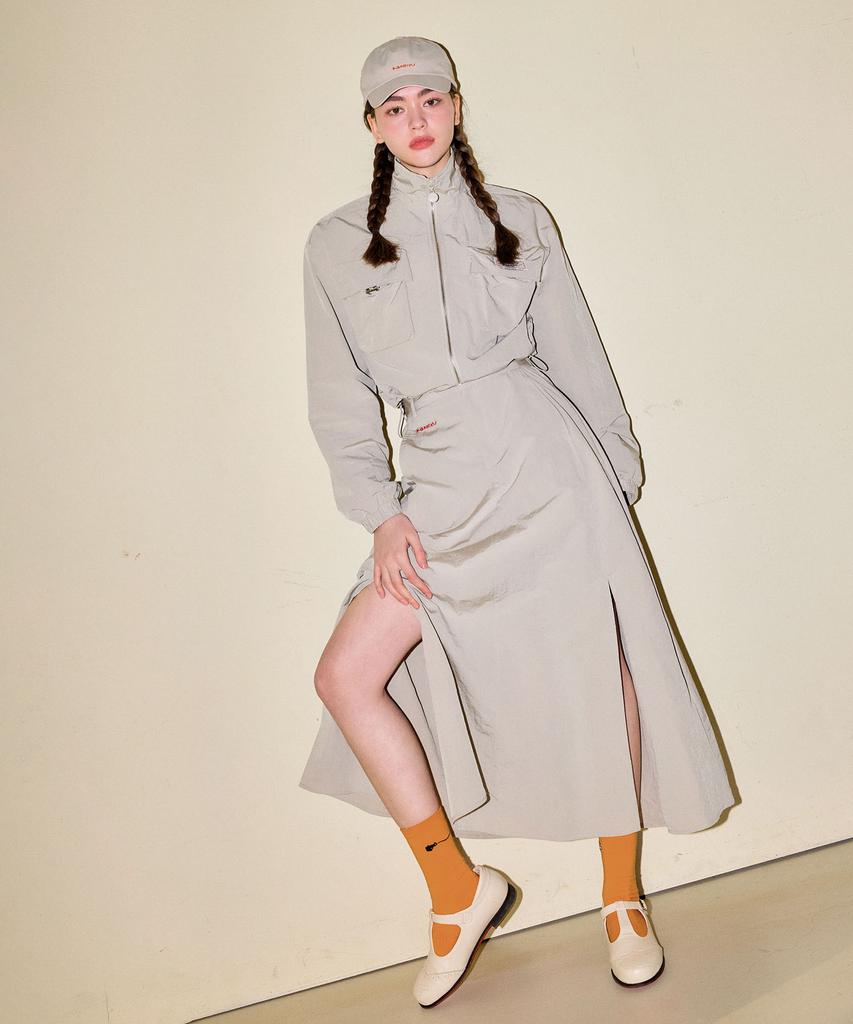 Candini Light Khaki Wind Long Skirt