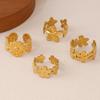 Gold Flower Stainless Steel Open Ring – Women's Stylish Hydraulic Design