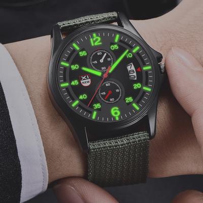 Military Nylon Waterproof Date Quartz Analog Men's Quartz Wrist Watches