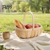 Oval Storage Bin Handmade Woven Wood Basket, Organizer with Reinforced Handle, Natural Chip Large Capacity for Kitchen And Home Decor Farmhouse Floral
