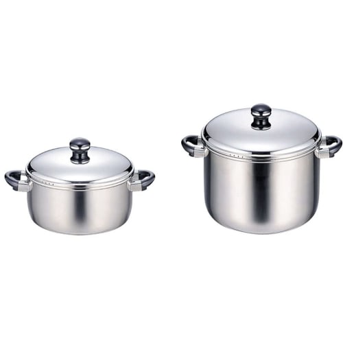 Miyazaki Seisakusho Objet Jumbo 25cm Deep Two-Handled Pot, Made In Japan, 5-Year Warranty, Induction Compatible, Lightweight, OJ-39