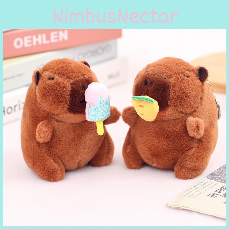 Creative Strawberry Watermelon Ice Cream Capybara Plush Toy Pendant Keychain For Kids Gift
