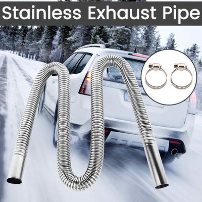 Auspuffrohr 120/200CM Edelstahl Flexibler Auspuffschlauch Diesel Gas Entlüftungsschlauch mit 2 Auspuffschellen für Stromgeneratoren