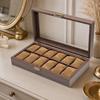 Watch Storage Box Large Capacity 12-Slot Wood-Grain Finish for Dresser