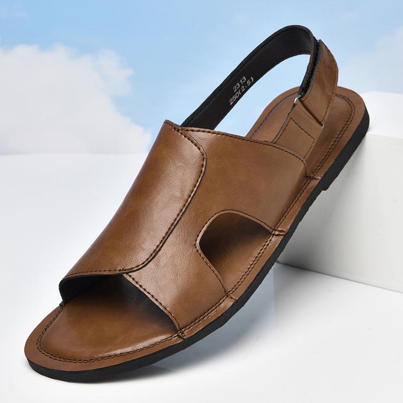 Fashion New Fashion Hollow Men Sandals Summer Mens Casual Shoes Non-slip Platform Beach Sneakers New Casual Leather Sandaly Man Slippers